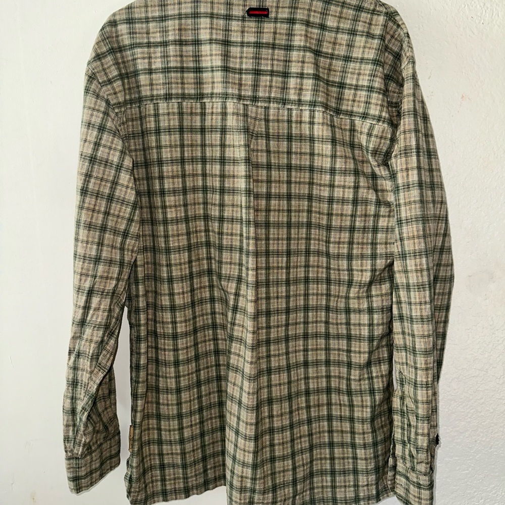 Green Plaid Button-Up Shirt.. Vintage FUBU Button Up - Picture 3 of 4